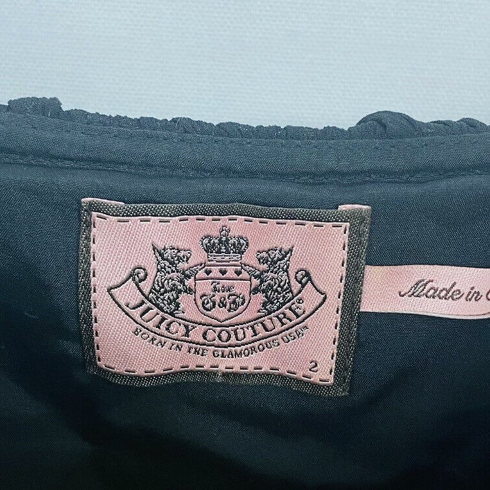 Juicy Couture Black Ruffle Mini Dress Silk Blend Size 2 - Picture 7 of 8